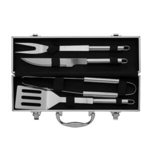 Kit Churrasco 4 Peças com Maleta e Trava de Segurança