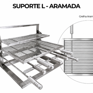 Grill Completo Pequeno com Suporte e Grelhas – 50 × 40 cm