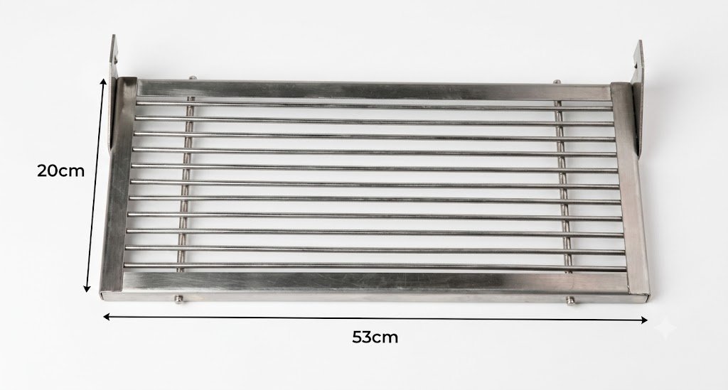 Grelha de Descanso Aramada Pequena em Inox 304 – 53 × 20 cm.