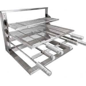 Grill Completo com Suporte L e Grelhas – 70 × 40 cm