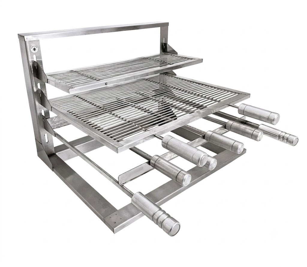 Grill Completo com Suporte L e Grelhas – 70 × 40 cm
