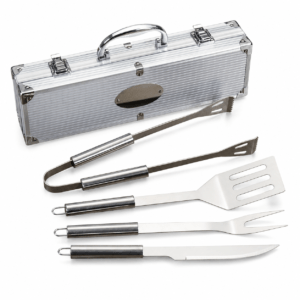 Kit Churrasco 4 Peças com Maleta e Trava de Segurança